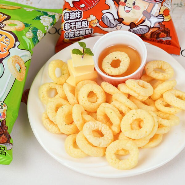 H016e7d5c85014a95bd4af81f99f97acbf.jpg JIUR Wholesale Healthy Snacks Milk Flavored Crispy Semi-Soft Corn Rings Sweet Taste Bag Packaging for Home and Office Use